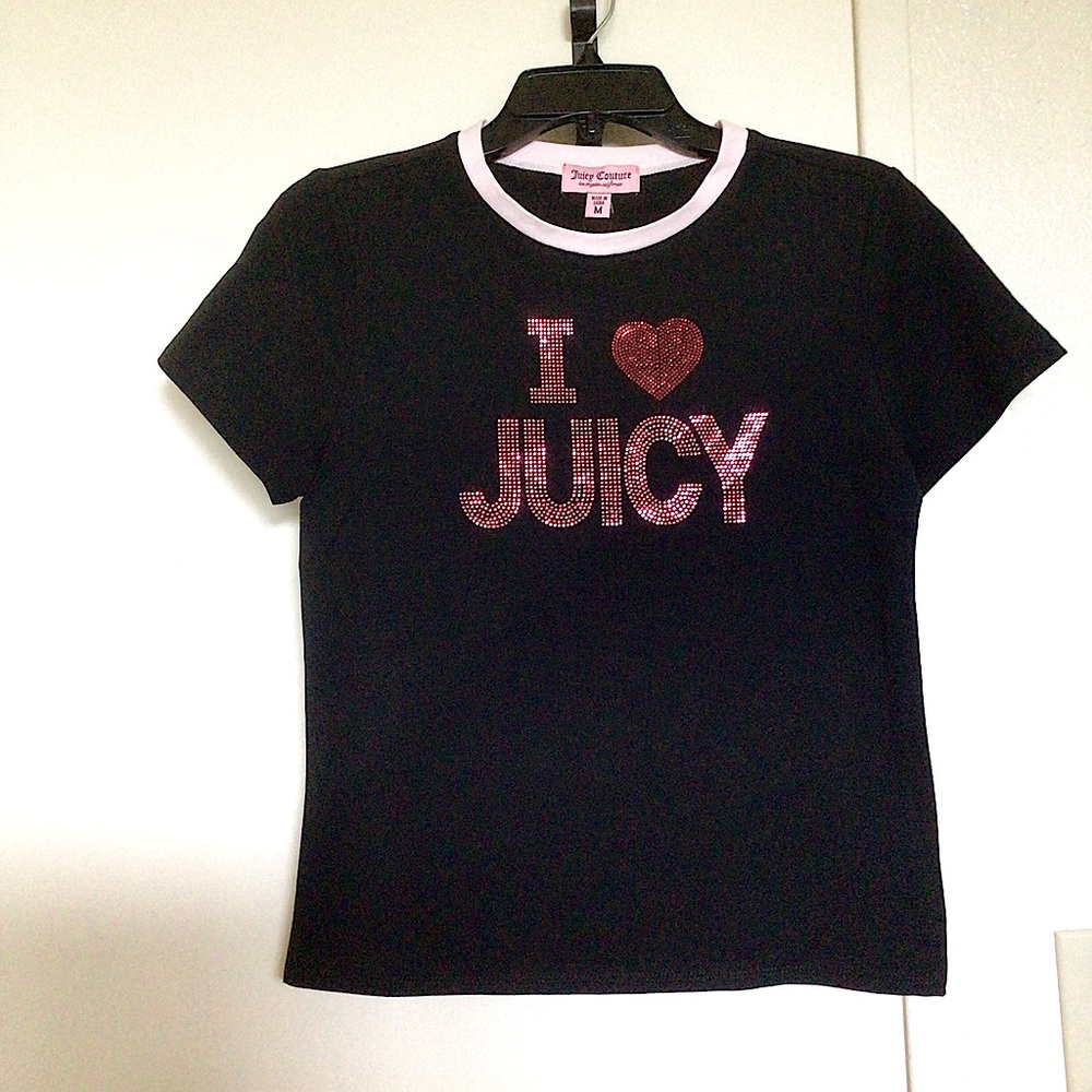 Juicy Couture Cropped Tee With Rhinestone ‘I ♥ JUICY' Graphic’